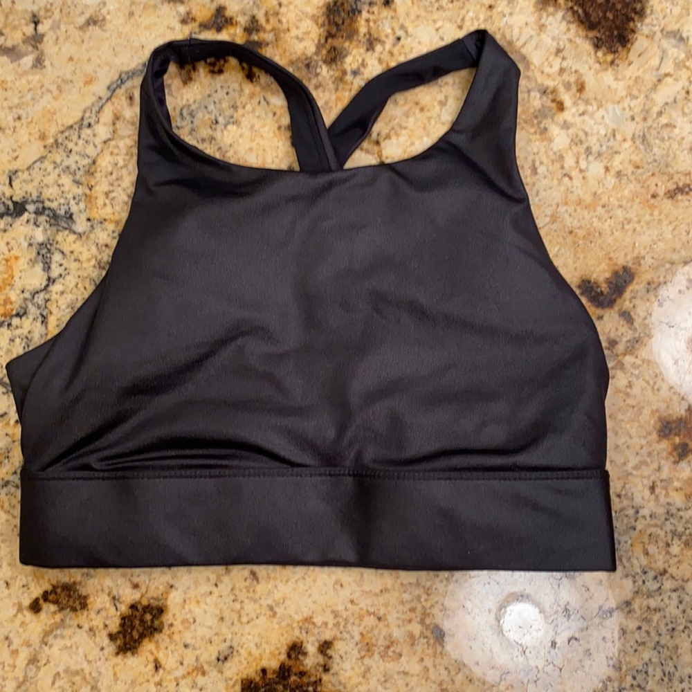 Fabletics Sports Bra Black Criss Cross Back